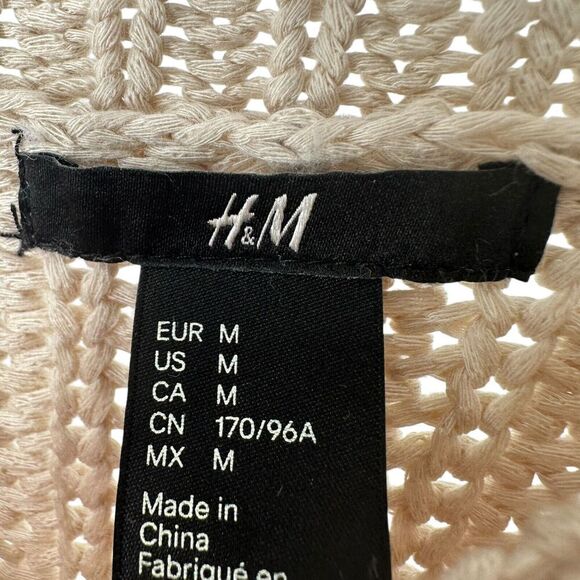 Chunky Oversized Tunic Sweater Short Sleeve H&M Beige Neutral Size M Oversized - Picture 6 of 8